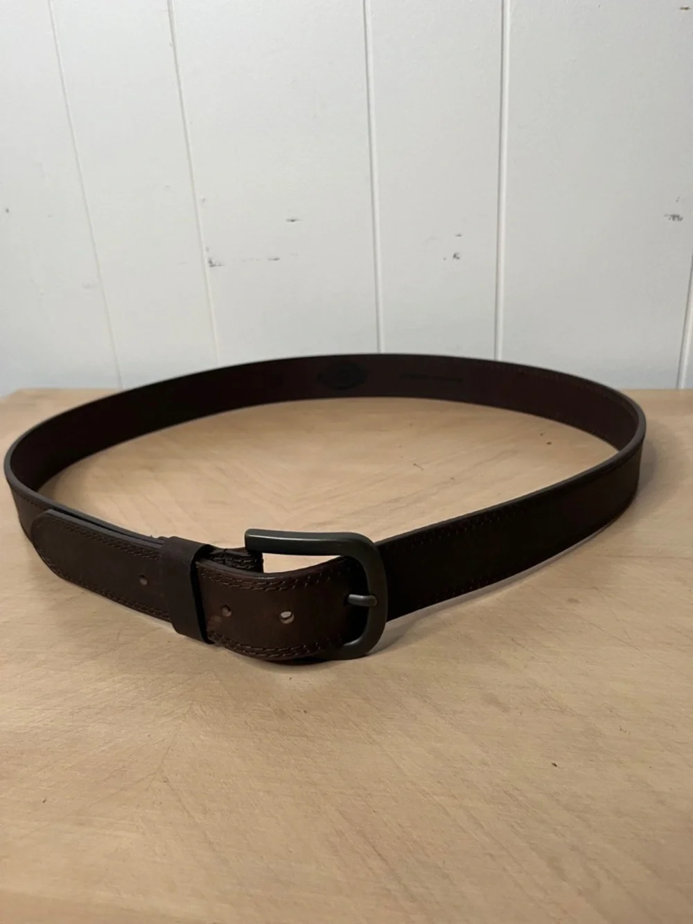 Dickies Men's Dark Brown Genuine Leather Belt Size